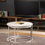 Conjunto de Mesas de Apoio Tambur – Branco – 66/80 cm