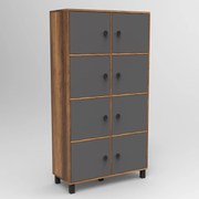 Armário Multiuso MN06 – Nogueira e Antracite – 96x179,4x40 cm