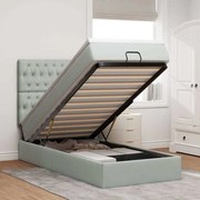 Estrutura cama otomana colchões 80x200 cm veludo cinzento claro
