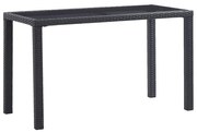 Mesa de jardim 123x60x74 cm vime PE preto