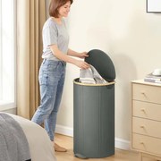 Cesto para roupa suja com tampa e saco removível 42,5 x 32,5 x 75 cm cinzento + bege natural