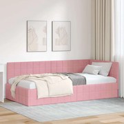 vidaXL Estrutura de Cama de Canto Rosa 90 cm x 190 cm Veludo