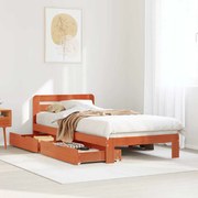 vidaXL Cama sem colchão 75x190 cm madeira de pinho maciça castanho-mel