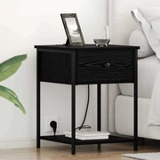 vidaXL Armário de Cabeceira com gaveta Carvalho preto 42 x 41 x 56 cm