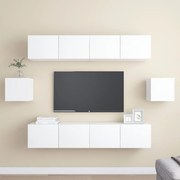 6 pcs conjunto de móveis de TV derivados de madeira branco