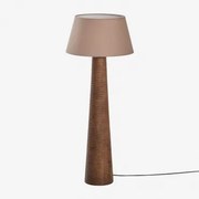 Candeeiro De Pé Em Madeira De Manga Malva Moka Castanho Ø40 Cm - ↑25 Cm Monaco - Sklum