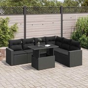 vidaXL 7 pcs conjunto de sofás p/ jardim c/ almofadões vime PE preto
