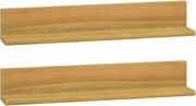 vidaXL Prateleiras de parede 2 pcs 60x10x10 cm madeira de teca maciça