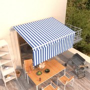 Toldo retrátil automático com estore 3,5x2,5 m azul e branco