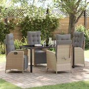 vidaXL Conjunto de Jantar de Jardim com 5 Peças - Rattan Poly Bege