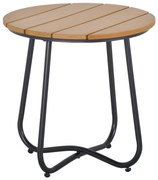 Outsunny Mesa Auxiliar Redonda Mesa de Jardim com Desenho em Ripas e Pés Ajustáveis Mesa para Varanda Ø49x48 cm Madeira