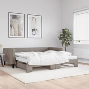 vidaXL Sofá-cama + gavetão/colchões 100x200cm tecido cinza-acastanhado