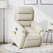 Poltrona elevatória de massagens veludo cor creme