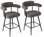 Conjunto de 2 bancos giratórios com encosto e braços curvos - Branco