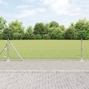 Cerca de Cadeia com 7 Postes Flangeados 0.4x10 m Aço Galvanizado
