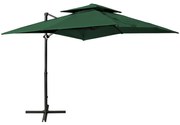 vidaXL Guarda-sol de jardim cantilever c/ toldo duplo 250x250 cm verde