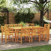 vidaXL Conjunto de Jantar para Jardim 9 pcs Castanho