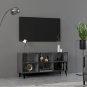 vidaXL Móvel de TV c/ pernas em metal 103,5x30x50cm cinzento brilhante