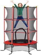 HOMCOM Trampolim para Crianças com Rede de Segurança e Estrutura de Aço para Interiores e Exteriores Carga 50 kg Ø163x190 cm Vermelho
