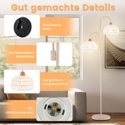 Luminária de chão com 3 lâmpadas E26 A19 e abajur ajustável, haste de metal resistente e base pesada dourada