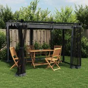 vidaXL Gazebo com paredes de malha 3x3 m aço antracite