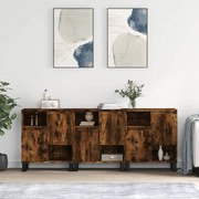 vidaXL Aparadores 3 pcs madeira processada cor carvalho fumado
