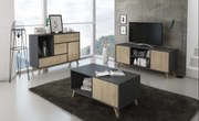 Aparador, Lounge/sala de jantar, Buffet Wind de 1 porta, 3 gavetas, estrutura cor cinzento antracite, porta e gavetas cor Puccini. 120x40x86cm.