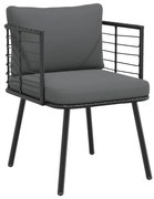 vidaXL Cadeira de jardim com almofadões vime PE preto