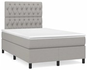 vidaXL Cama box spring c/ colchão e LED 120x190 cm tecido cinza-claro