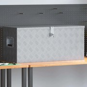 vidaXL Caixa de alumínio 90,5x35x40 cm prateado