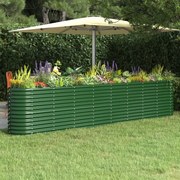 vidaXL Canteiro elevado jardim 332x40x68 cm aço revestido a pó verde