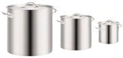 vidaXL 3 pcs conjunto de panelas 50/21/6 L aço inoxidável