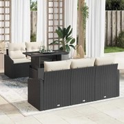 vidaXL Conjunto de Sofá de Jardim de 6 Peças com Almofadas Pretas em Rattan Sintético