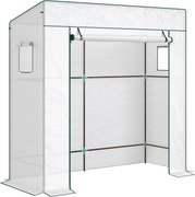 Outsunny Estufa de Exterior com Janelas de Rede e Porta com Fecho de Correr para Cultivar Plantas e Flores 196x77x197 cm Branco | Aosom Portugal