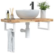 vidaXL Prateleira de parede p/ lavatório aço/madeira de acácia maciça