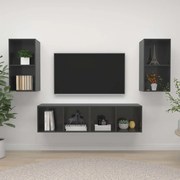 Armários de parede TV 4 pcs derivados madeira cinza brilhante