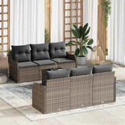 vidaXL Conjunto de Sofás de Jardim 7 Peças com Almofadas Cinza em Rattan