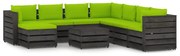 9 pcs conj. lounge jardim c/ almofadões madeira impreg. cinza