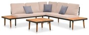 4 pcs conj. lounge jardim c/ almofadões madeira acácia maciça