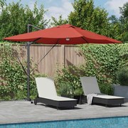 vidaXL Guarda-Sol Cantilever Roma com LEDs, Cor Terracota, Medidas: 352x251x265 cm, em Alumínio