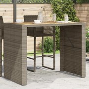 vidaXL Mesa de bar para jardim com tampo em acácia vime PE cinza