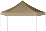 Tenda pop-up hexag. dobrável 3,6x3,1m 220g/m² cinza-acastanhado