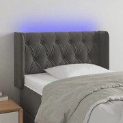 Cabeceira cama c/ luzes LED veludo 83x16x78/88cm cinza-escuro