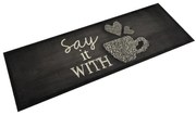 vidaXL Tapete de cozinha lavável 60x180 cm veludo padrão chávena preto