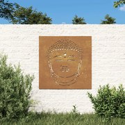 vidaXL Decoração p/ muro jardim 105x55cm aço corten design cabeça buda