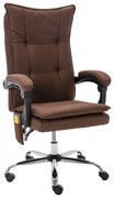 vidaXL Cadeira de escritório c/ função de massagem tecido castanho