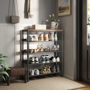 Sapateira 30 x 75 x 93 cm, prateleira para sapatos, 5 níveis Preto e castanho-escuro