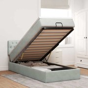 vidaXL Estrutura de cama otomana com colchão cinza claro Veludo