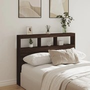 vidaXL Armário cabeceira c/ luzes LED 140x17x102 cm carvalho castanho