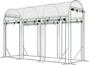 Outsunny Estufa Tipo Túnel 3x1x2 m com 8 Portas Enroláveis e Estrutura de Aço Galvanizado Anti-UV Transparente | Aosom Portugal